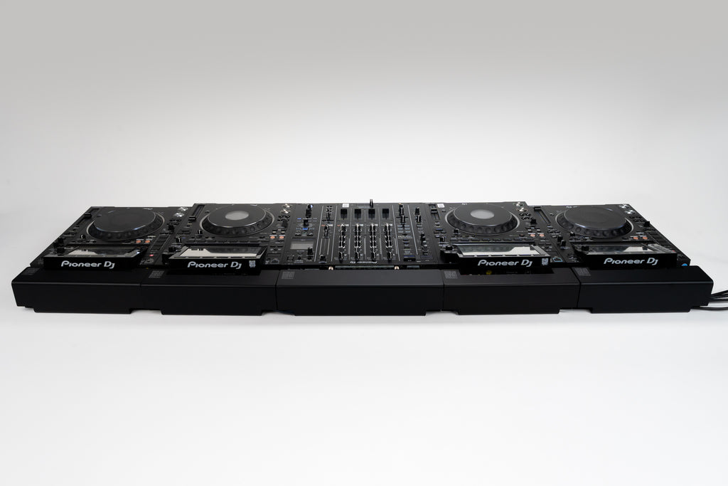 Pioneer CDJ-3000 cable covers in a clean DJ booth setup