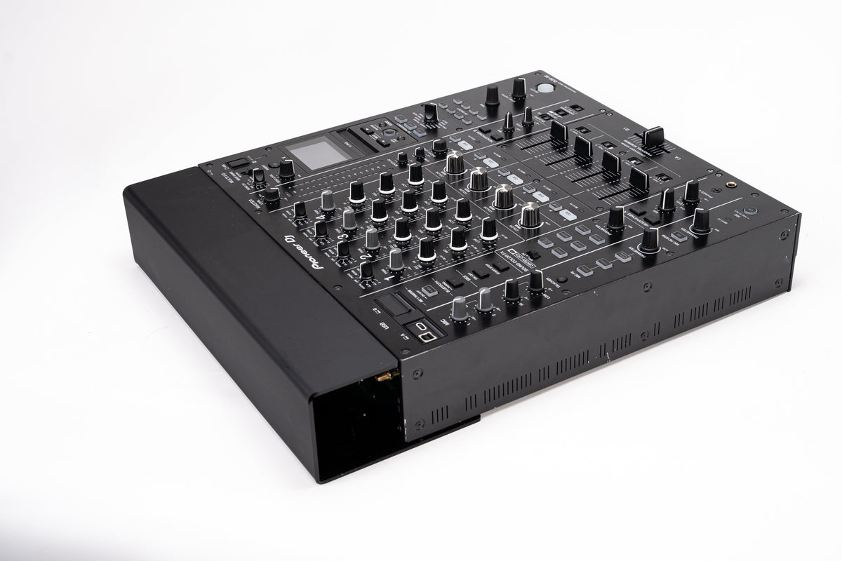 Pioneer DJM-A9 with Zero Cable cable cover installed – rear connections hidden
